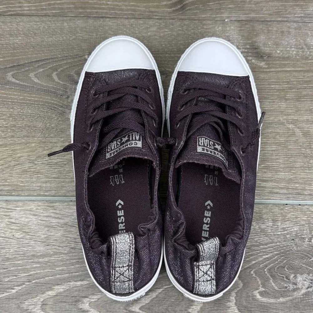 Converse CT All-Star Shoreline Big Girl Sz 5  Purple Shimmer Slip On Sneakers